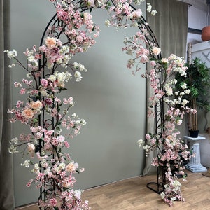 Ghirlanda di fiori vintage, ghirlanda di fiori rosa tenue, ghirlanda di fiori da matrimonio - lunga 7 piedi - arco di metallo non incluso