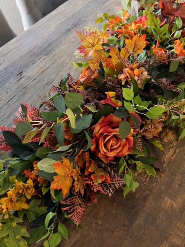 Fall Flower Table Garland: Burnt Orange Thanksgiving Centerpiece