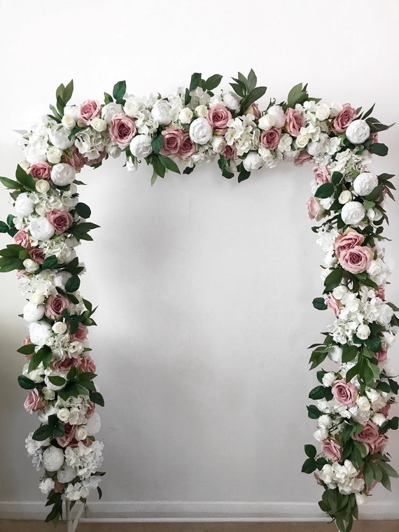 Guirnalda de flores rosas polvorientas, guirnalda de flores malva, guirnalda  floral rosa, guirnalda de boda malva, guirnalda de flores de boda -   México