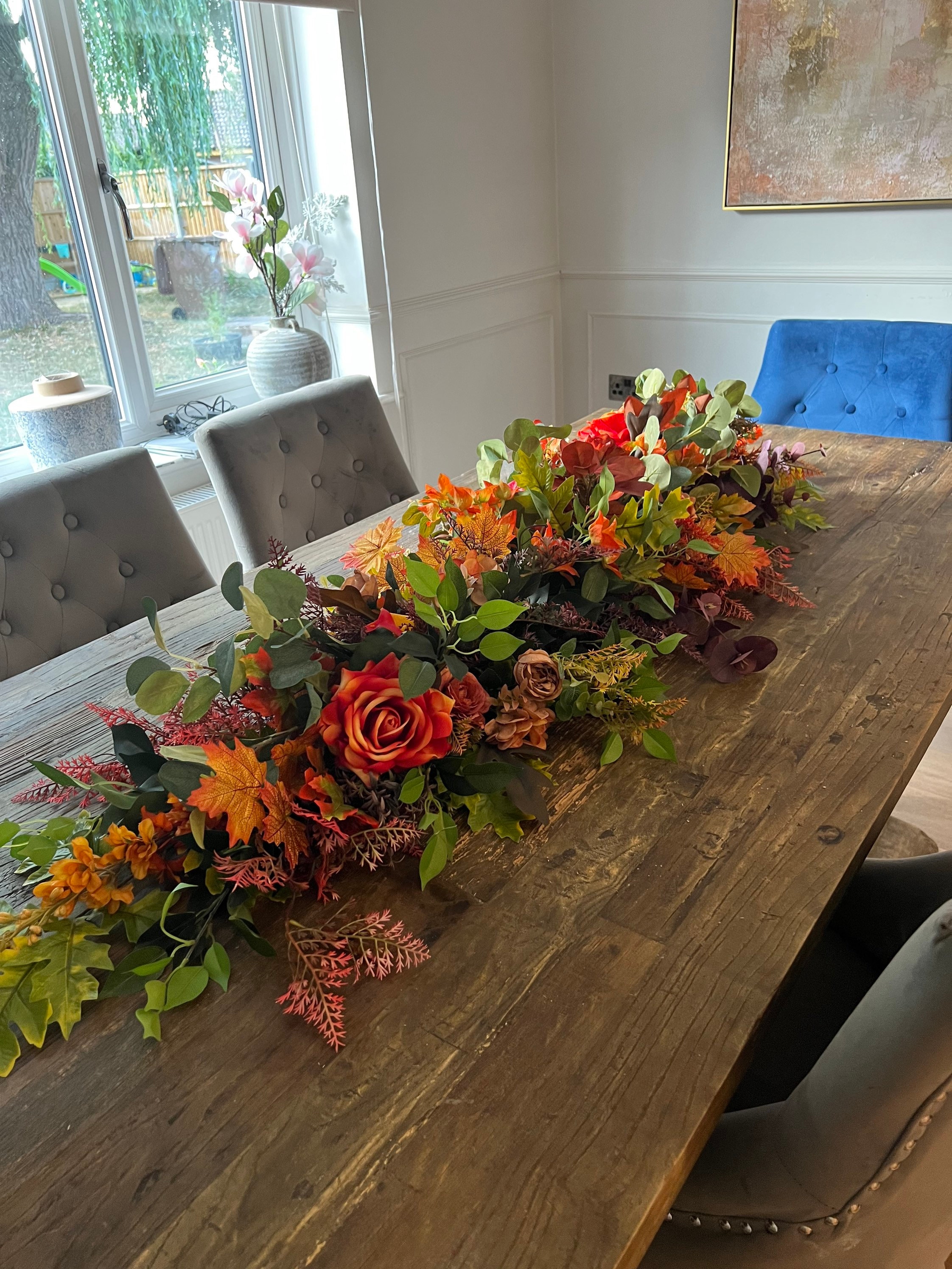 Fall Flower Swag, Table Arrangement, Centrepiece, Fall Autumn Decor, Copper Silk