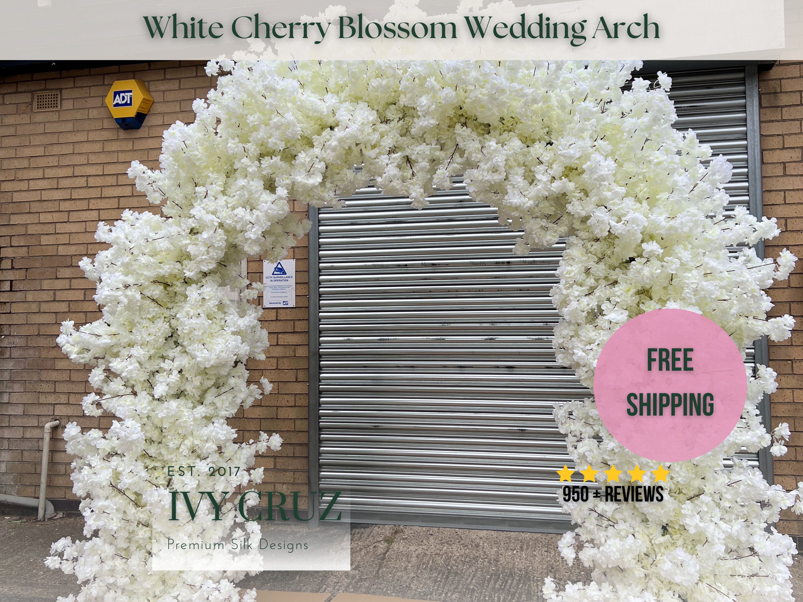 LUXE White Cherry Blossom Wedding Flower Arch - 2.2m Tall - Ceremony Backdrop
