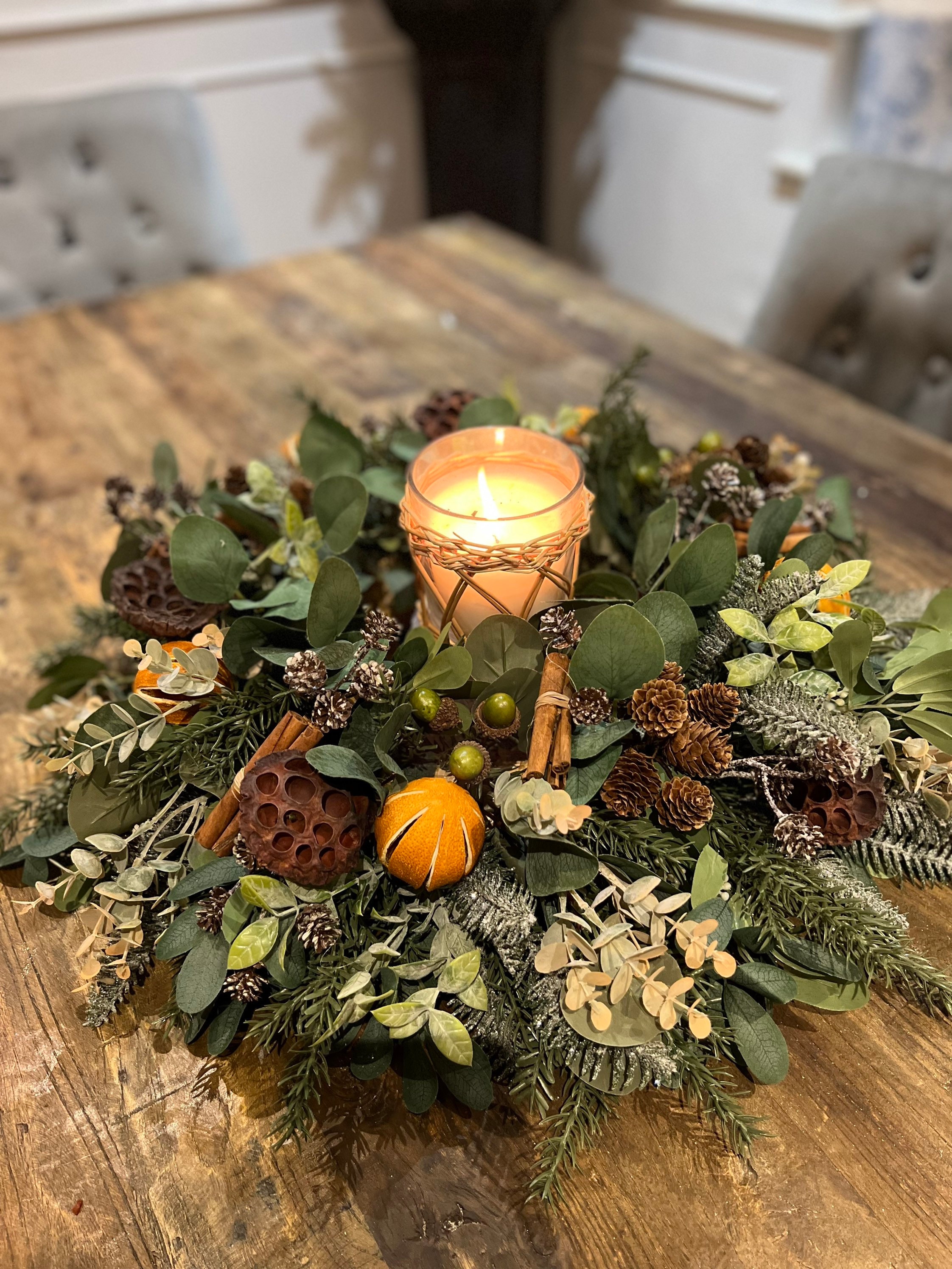 クリスマスリース　キャンドルC クリスマス2025〘Creema限定〙Xmas森のフレッシュキャンドルリース