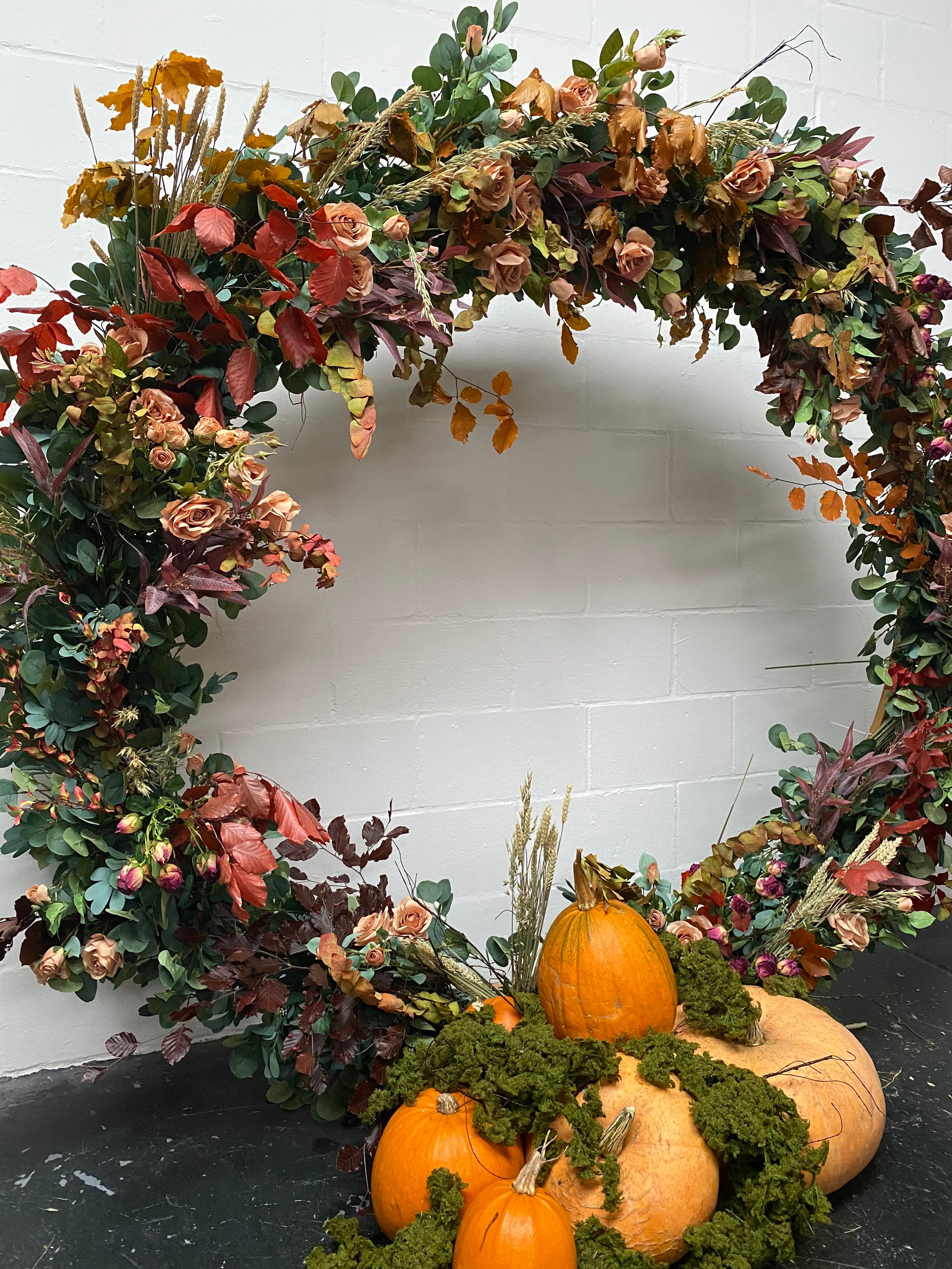 Fall Foliage Decor, Fall Backdrop, Moongate, Garland, Faux Flower Frame Not Included