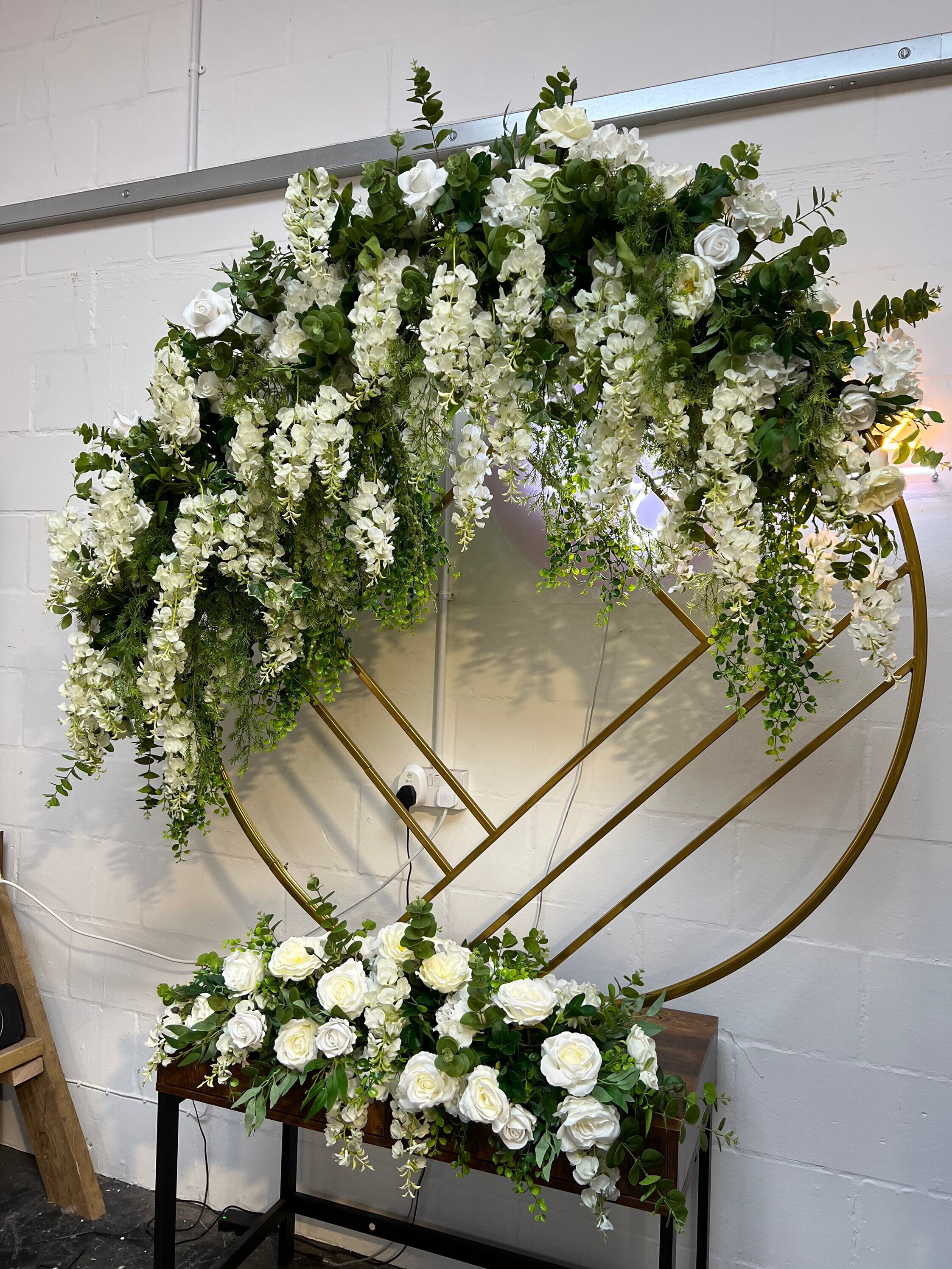 Luxe White Rose Garland, Wisteria Flower Wedding Garland, Flower Backdrop Decor, Arch Garland