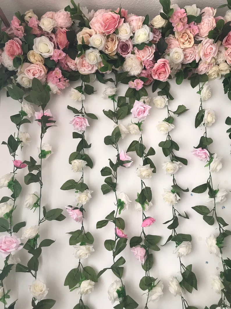 Pink Flower Garland Pink Flower Wall Floral Garland Wedding Etsy