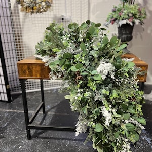 LUXE Christmas Garland, Christmas Front Door Garland, Front door Swag, Christmas Swag, Frosty Christmas garland, christmas table runner