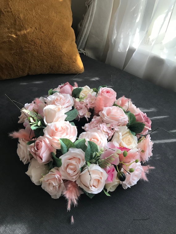 Muzrunq Anelli di candela ghirlanda artificiale rosa candela ghirlance center seta fiore di candela per candele per il centrotavola per matrimoni decorazioni da tavolo da casa 4 pollici