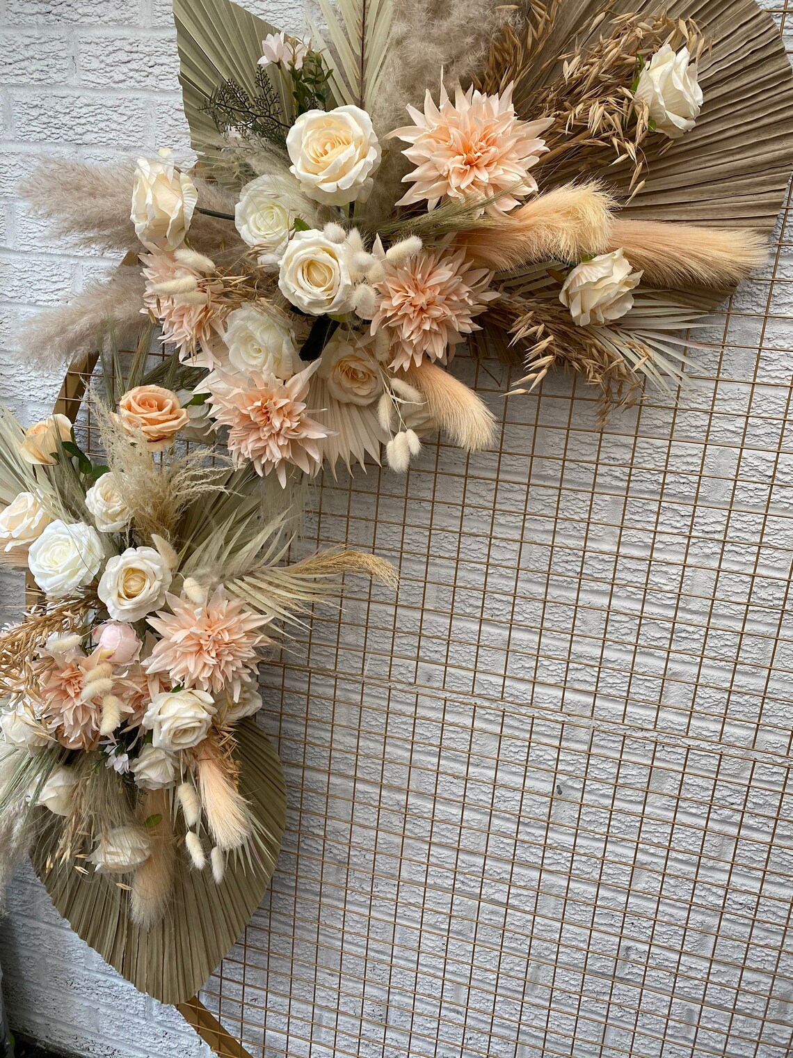 Cream Boho Pampas Arch Swag Pampas Arrangement Boho Wedding Etsy