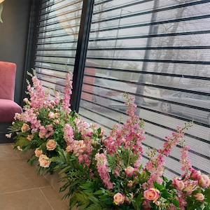 Floor Flower Centerpiece, Pink Aisle Floor Centerpiece - Artificial Pink Flower Decor