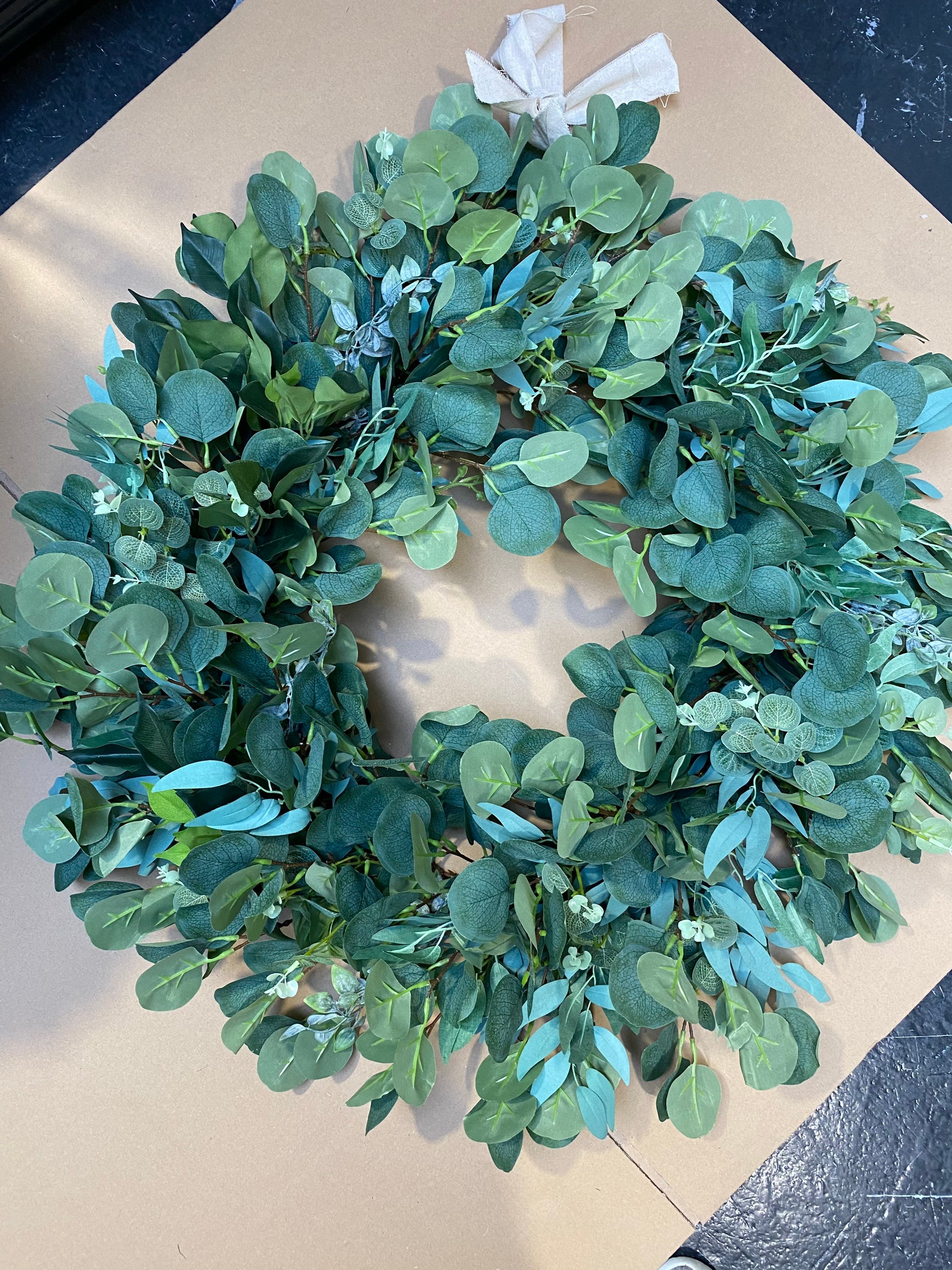 Luxe Eucalyptus Wreath, Artificial Eucalyptus Silk Artificial Foliage Door Faux Wreath