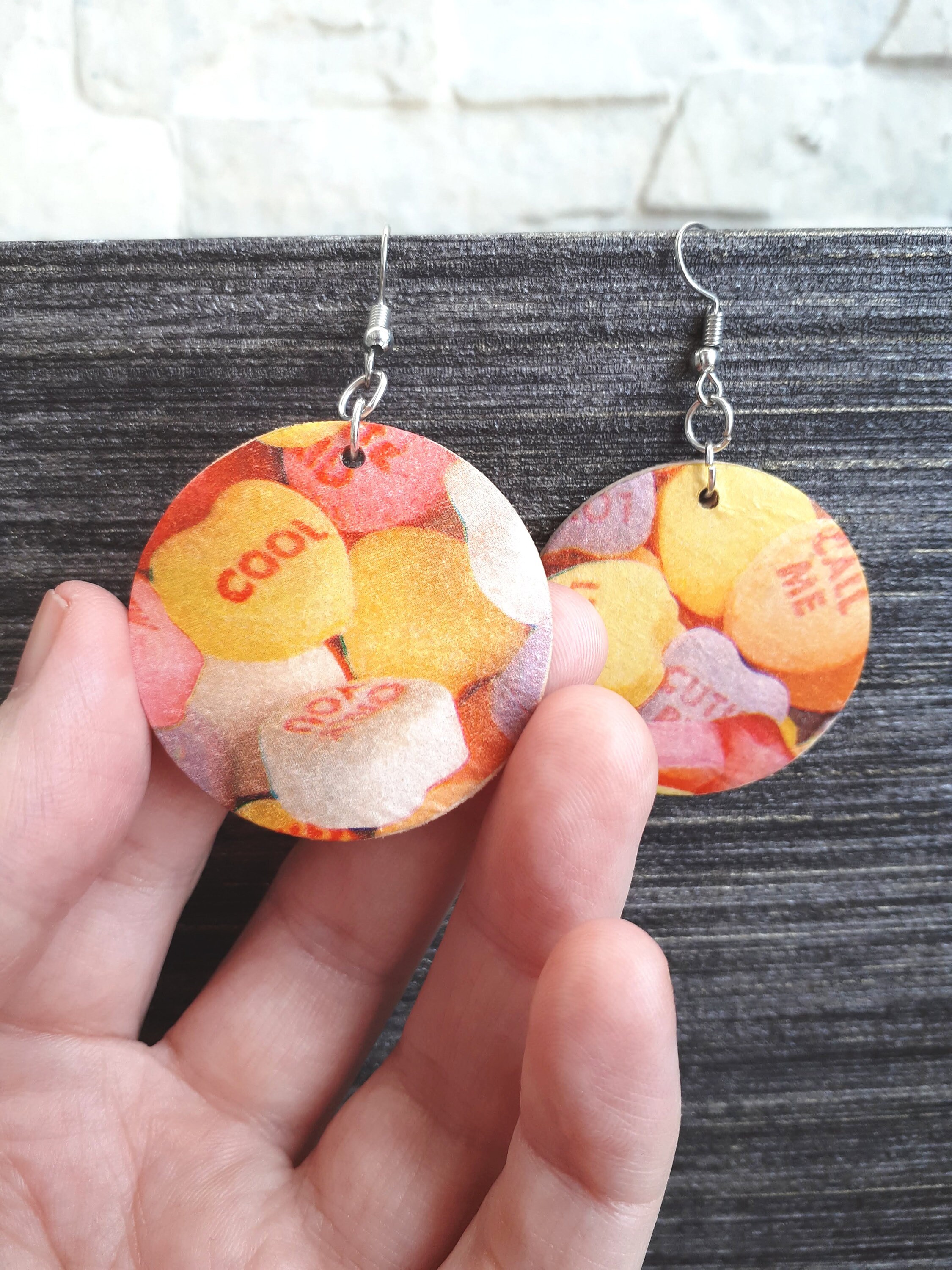 Candy Heart Earrings for Girls Sweethearts Candy Novelty Etsy Canada