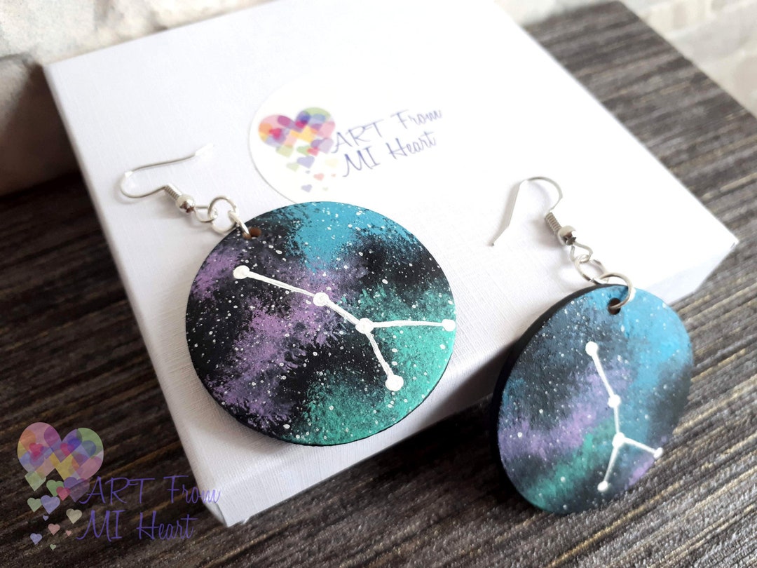 Cancer Sign Earrings, Cancer Zodiac Jewelry for Women, Celestial