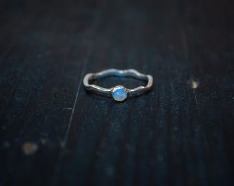Sterling Silver Opal Ring, Size 7.5