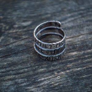 Viking spiral ring with runes
