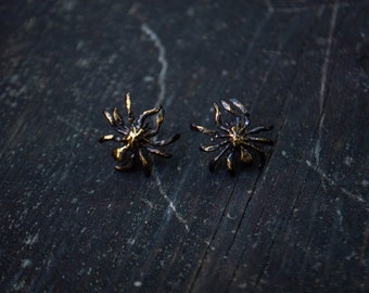 Brass Spider Earrings, Lost Wax Casting
