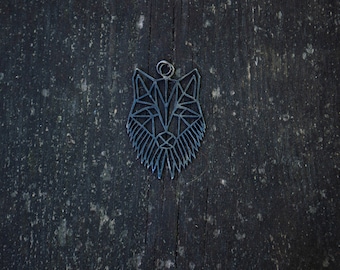 Handmade Sterling Silver Wolf Pendant, Oxidized or White Silver