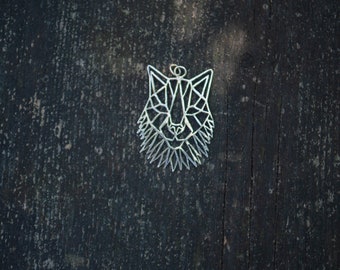 Geometric Cat Pendant, Sterling Silver 925, Handmade Necklace