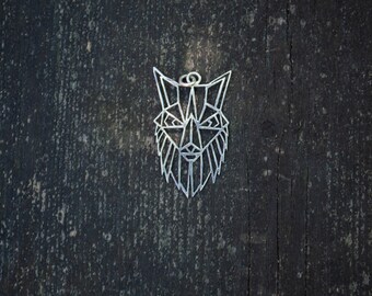 Handmade Sterling Silver Fox Pendant, Geometric Animal Necklace