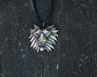 Silver Dog Pendant, "Mask of the Cat", 925 Sterling Silver