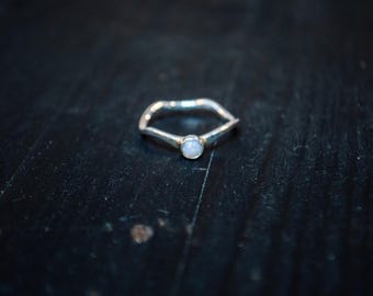 Opal Ring, Sterling Silver 925, Size US 6.5