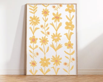 Digital Art, Vintage, Flower Print, Printable, Printable Wall Art, Digital Print, Large Wall Art, Yellow Electric Art,Download, Poster