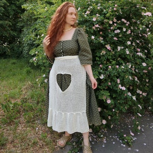 Apron, crochet apron, cottagecore apron, knitted apron, cotton apron, white apron, lace apron image 3