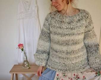 Chunky Knit Sweater, Oversized Cozy Wool Blend