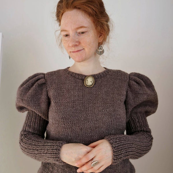 cycling sweater, cable knit sweater, gigot sweater, victorian sweater, edwardian sweater, puff sleeves, leg of mutton sleeves, gibson girl