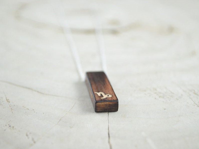Recovered Wooden Necklace Astrological Sign Capricorn 16in Silver Chaine Brut Burned Brown Beige Women Rustic Simple Zodiac