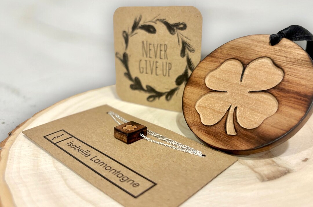 Gift Set, Never Give up Card, Reclaimed Wood Necklace and Ornament With ...