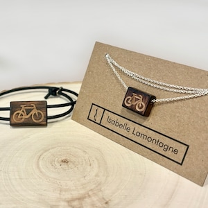 Set armband en ketting van teruggewonnen hout - Fiets