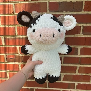 Large Cow Plushie | Handmade Amigurumi | B&W Crochet Cow