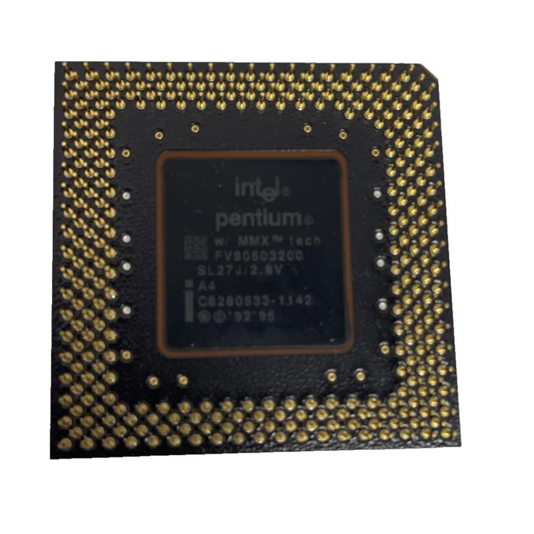 Pentium R Pin Intel Pentium MMX CPU SL27J 2.8V Vtg 1996 Ceramic Processor Gold Pin ...