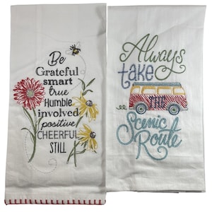 Kay Dee Designs Geborduurde theedoekbundel Bij Wilde bloemen VW Bus Scenic Route