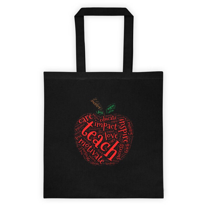 Gift for Teacher Tote Bag Teacher Apple Word Cloud Tote Bag