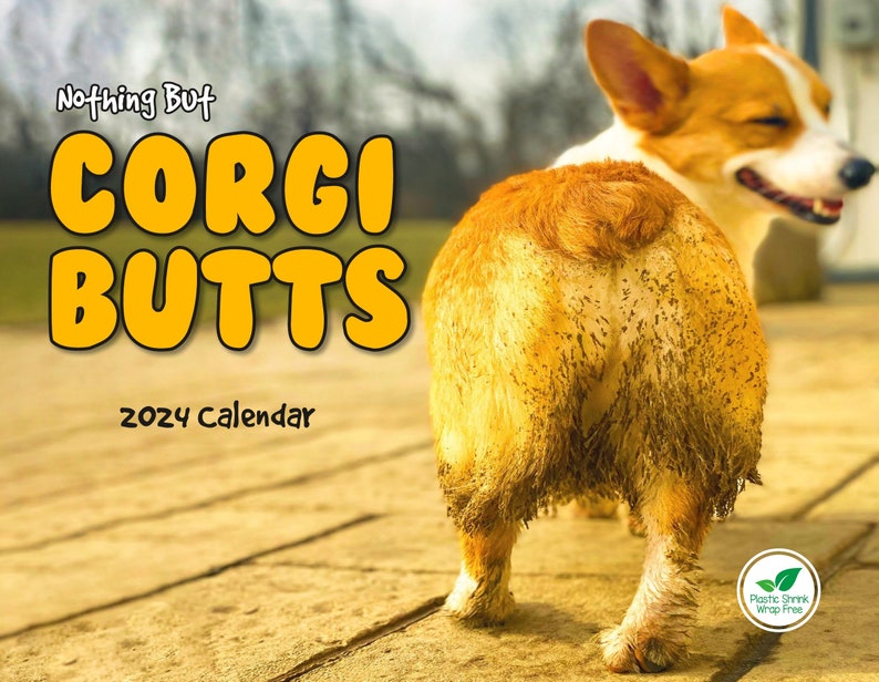 Corgi Butts 2024 Funny Dog Calendar Perfect Gift for Dog Lovers, White Elephant and Secret Santa image 1