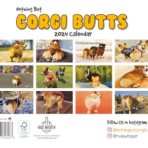 Corgi Butts 2024 Funny Dog Calendar Perfect Gift for Dog Lovers, White Elephant and Secret Santa image 2