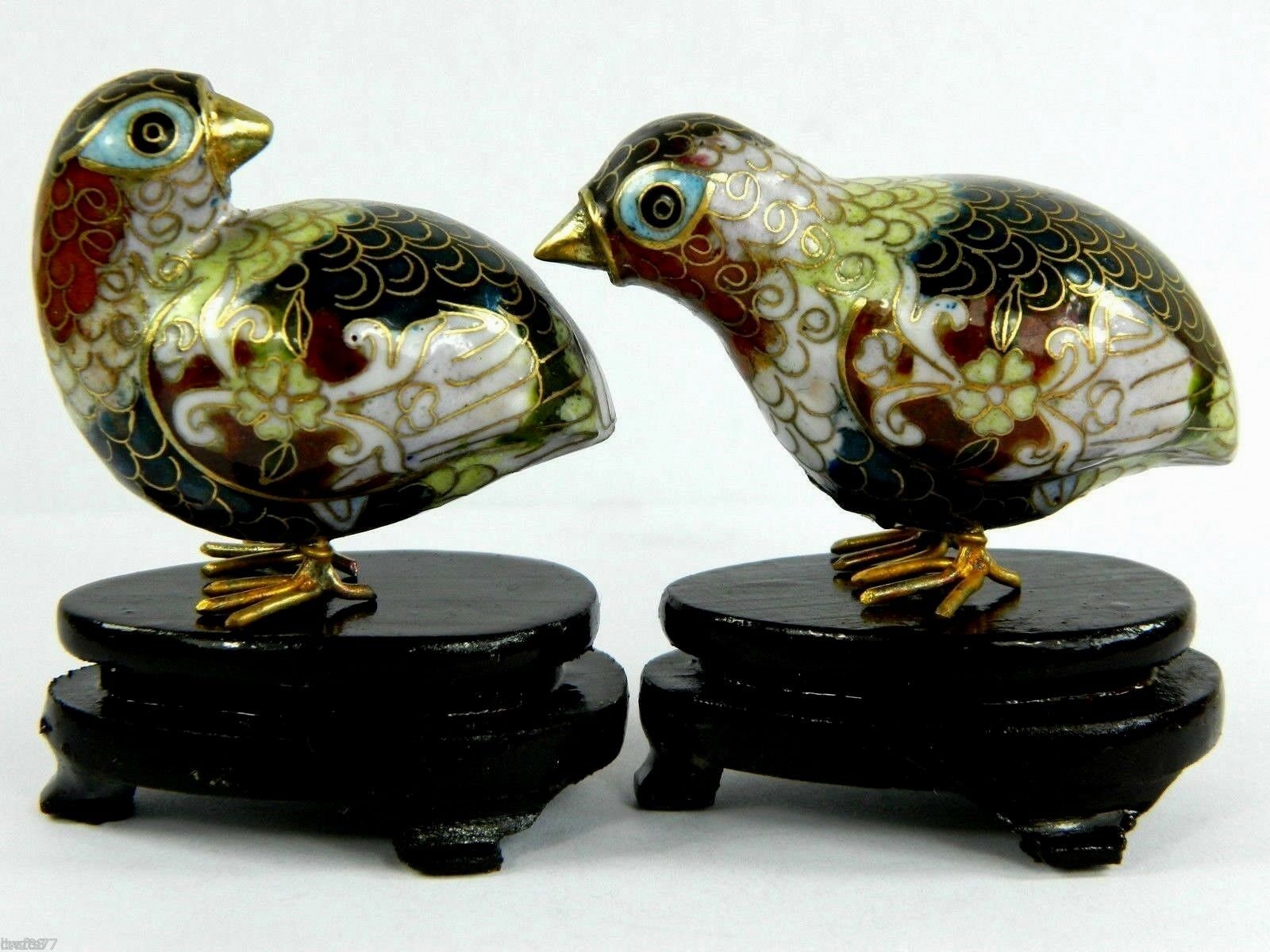 Vintage Chinese Cloisonné Handpainted Enamel Quail Bird Etsy