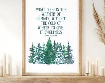 Steinbeck Winter Quotes | Digital Download |  Instant Download art print DIY Print art, winter quotes, yule, solstice