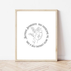 Anhelo por una niña Sappho Digital Art Print, Descarga instantánea de impresión artística, Arte para mujeres, arte mural de dormitorio, impresiones de arte minimalista, lesbianas
