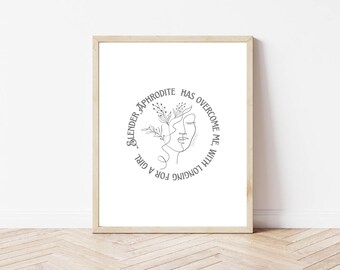 Anhelo por una niña Sappho Digital Art Print, Descarga instantánea de impresión artística, Arte para mujeres, arte mural de dormitorio, impresiones de arte minimalista, lesbianas