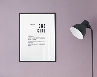Impresión de arte digital del poema One Girl de Safo, poema One Girl, impresión de arte de descarga instantánea, arte para mujeres, arte de pared para dormitorio, impresiones de arte minimalista
