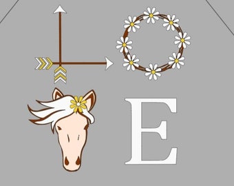 Love Horses layered SVG Digital Image