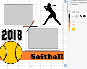 Softball SVG Digital page layout Images