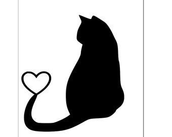 Cat with heart tail SVG DIGITAL FILE