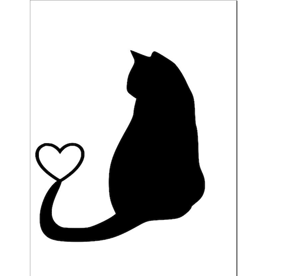 Download Cat With Heart Tail Svg Digital File Etsy PSD Mockup Templates
