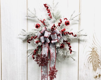 Christmas Door Wreath-Winter Wreath-Holiday Wreath-Farmhouse Wreath-Christmas Farmhouse -Winter Door Wreath-Snowflake wreath