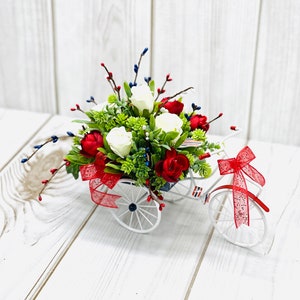 Summer Table Centerpiece-Table arrangement-Patriotic Decor-Patriotic Table Centerpiece-Floral arrangement