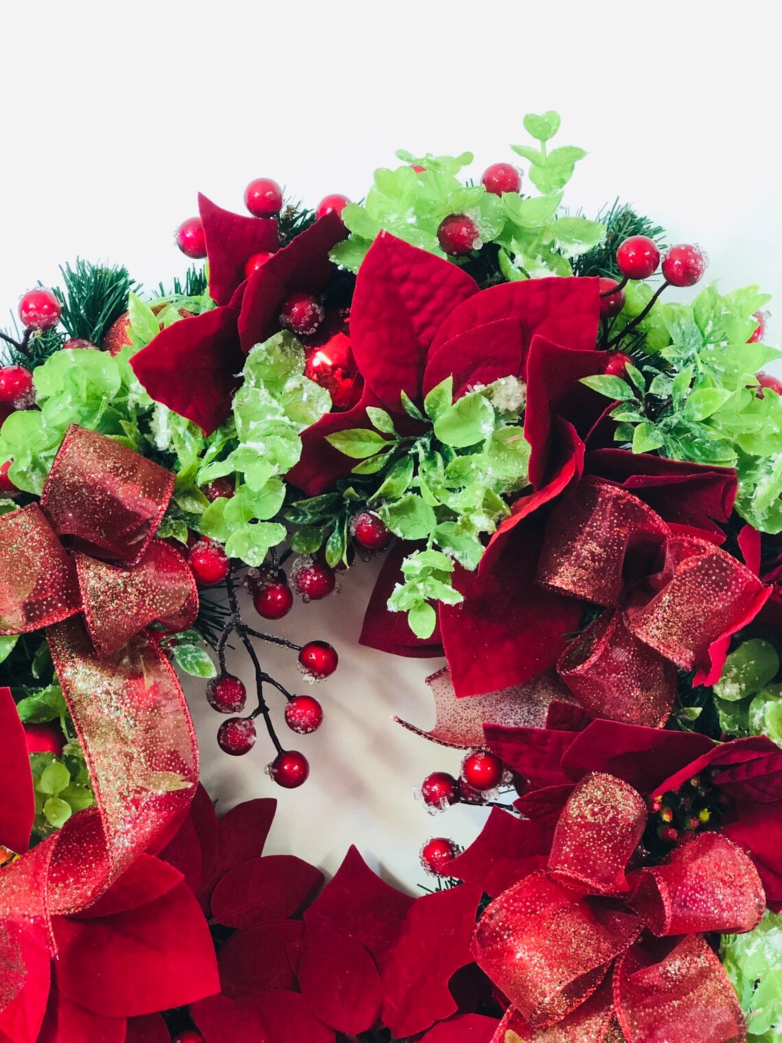 Christmas Door Wreathred Christmas Wreathholiday Etsy