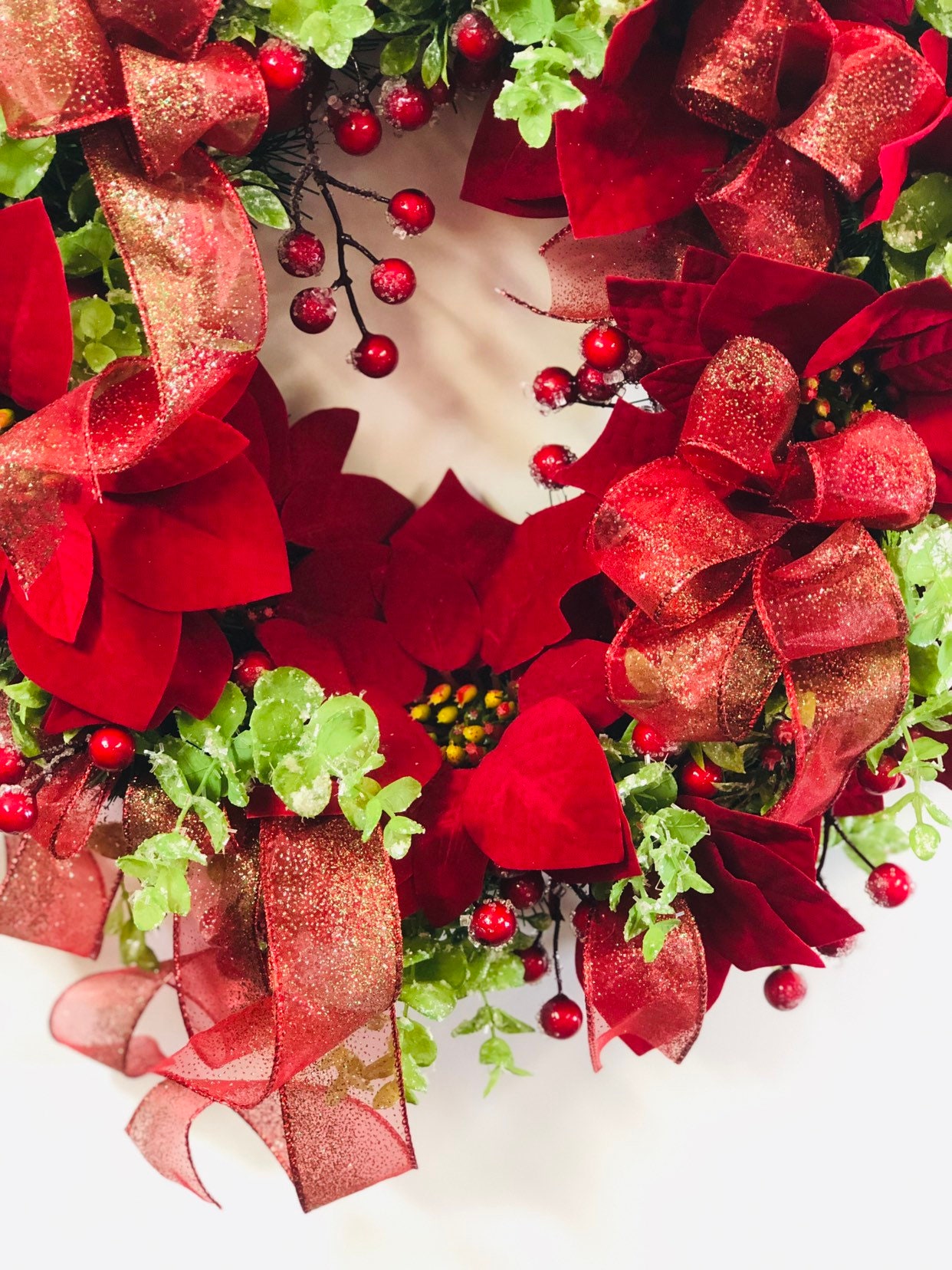 Christmas Door Wreathred Christmas Wreathholiday Etsy